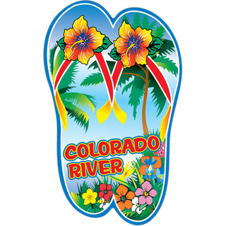 OK4 Colorado River Flip Flops w flowers Vertical Sticker
