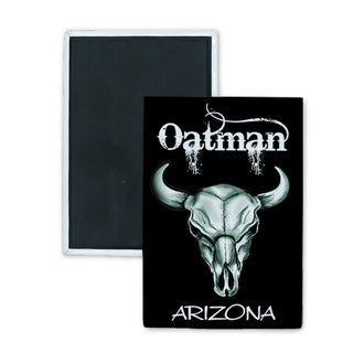 Oatman Skull on Black Vertical Rectangle Rectangle Badge Magnet
