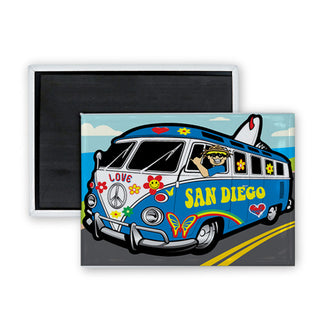 San Diego   Hippie Bus Rectangle Badge Magnet