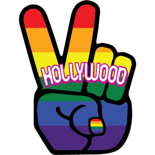 Hollywood   Rainbow Peace Fingers Sticker