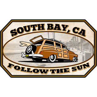 OK4 South Bay  CA Woody Follow the Sun Sticker