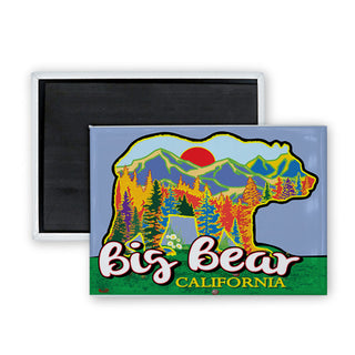 Big Bear California Colorful Tree In Bear Rectangle Badge Magnet