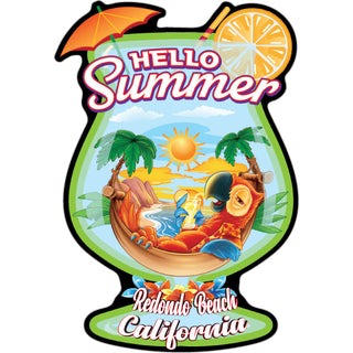 Redondo Beach  California   Hello Summer Parrot Sticker
