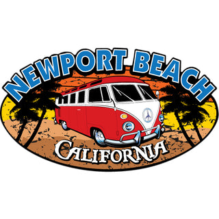 Newport Beach CA Red Bus Corner View Sticker