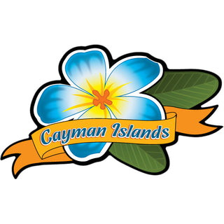 Cayman Islands Blue Plumeria with banner Sticker