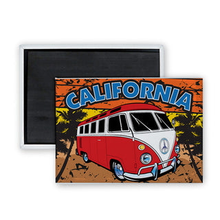 California Red Bus Rectangle Badge Magnet