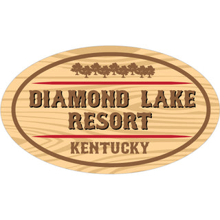 Diamond Lake Resort Wood Grain Oval Sticker