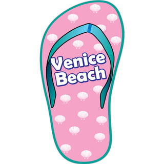 Venice Beach   Pink Shell Print Flip Flop Sticker