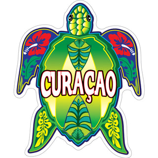 Curacao Green Vertical Turtle with Red Flowers Sticker