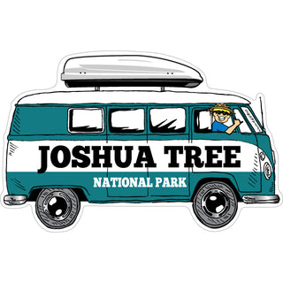 Joshua Tree CA Teal Bus Side View Shell Top Sticker