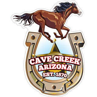 Cave Creek  Arizona est. 1870   Horseshoe Horse Sticker