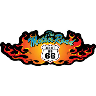 531 300BLK Route 66   BLACK VERSION Mother Road Flame Sticker