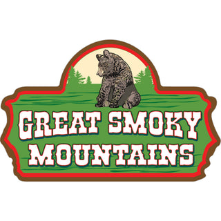 OK4 Great Smoky Mountains Green Sitting Bear Sign Sticker