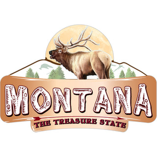 Montana   Montana Elk Wood Sign Winter Sticker