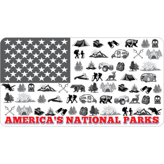Novelty   Americas National Parks Camping Flag Sticker