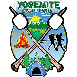 Yosemite  California   Crossing Marshmallow Sticks Sticker