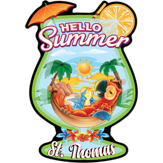 St. Thomas   Hello Summer Parrot Sticker