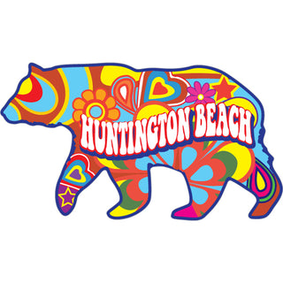 Huntington Beach CA Hippie Bear Sticker