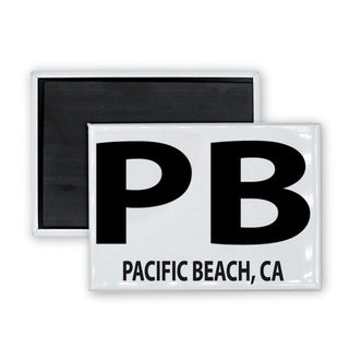 Pacific Beach  CA   Black and White Euro Oval Rectangle Badge Magnet