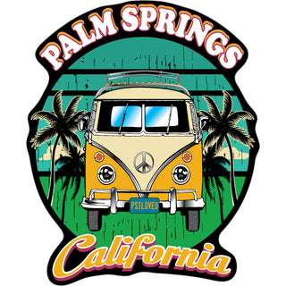 Palm Springs California   Yellow Bus Front View Sticker