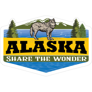 Alaska Wolf Share the Wonder Gold Sticker