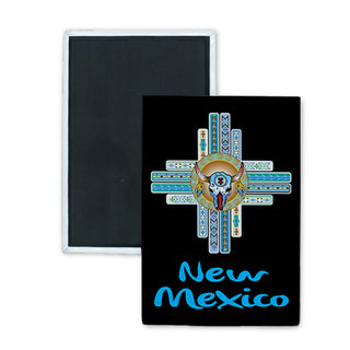 New Mexico Black Zia Skull (00054) Rectangle Badge Magnet
