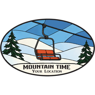 WINTER STAINED GLASS MOUNTAIN TIME Sticker
