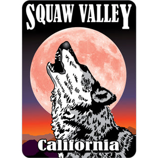 OK4 Squaw Valley CA  Pink Moon Wolf Howling Sticker