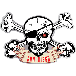 OK4 San Diego Pirate Skull w Crossbones Sticker