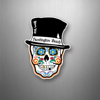 Huntington Beach Top Hat Sugar Skull Vertical Flexible Magnet