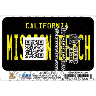 Mission Beach Black License Plate Sticker