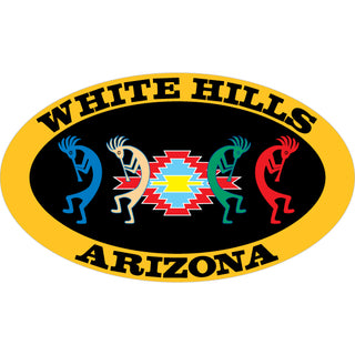 White Hills  AZ 4 Kokopelis Gold Oval Sticker