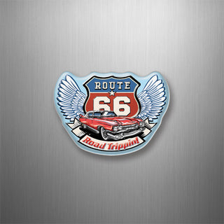 Route 66 Red Car Wings 3D Magnet