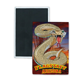 Flagstaff AZ Rattlesnake Vert2 Rectangle Badge Magnet