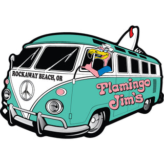 Flamingo Jim's Rockaway Beach Corner Bus Sticker