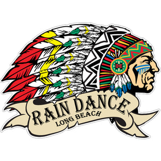 OK4 Rain Dance Long Beach Indian Chief Side View w Banner (00058) Sticker
