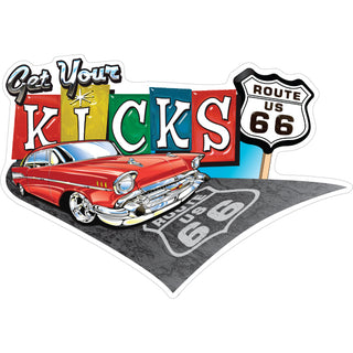 Route 66   Red Chevy Get Your Kicks Sticker