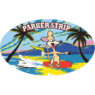 Parker Strip   River Rat Oval with Waterskiing Rat Sticker