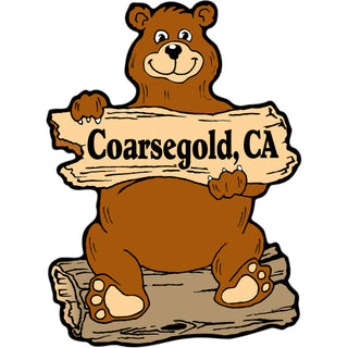 OK4 Coarsegold Bear Holding Log Sticker