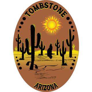Tombstone  Arizona   Copper Desert Oval Sticker