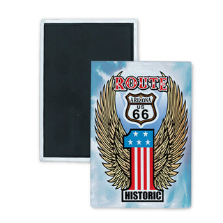 Arizona   Winged Rte 66 Number 1 Rectangle Badge Magnet