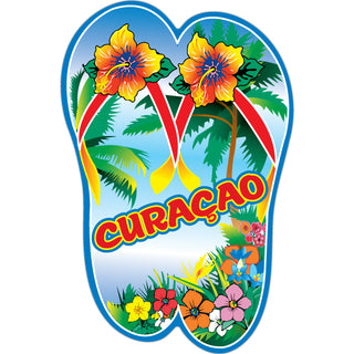 Curacao Flip Flops with Flowers Vertical Sticker