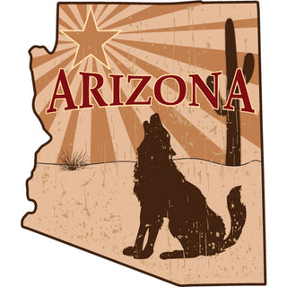 Arizona State Shape Tan Coyote Cactus Sticker