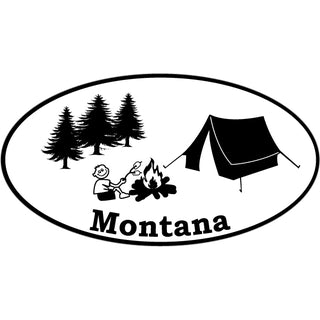 Camping Oval   Montana Camping Oval Sticker