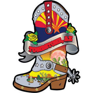 Tombstone Arizona   Flag Cowboy Boot Sticker