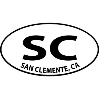 San Clemente  CA   Black & White Euro Oval Sticker