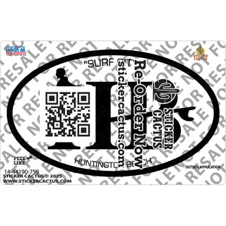 Huntington Beach Black and white Oval Sticker
