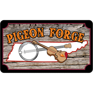 Pigeon Forge   Banjo & Fiddle On Tennessee State outline Sticker