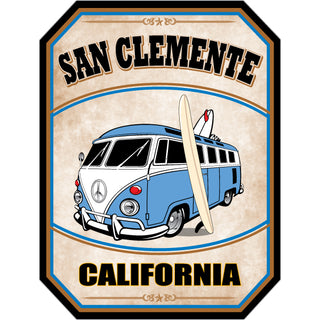 San Clemente  California   Vintage Bus Cut Corners Sticker