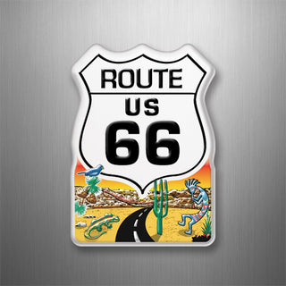 Route 66 Shield Desert Road Scene Vertical 3D Magnet